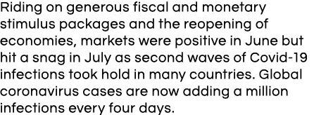 Riding on generous fiscal and monetary stimulus packages and the reopening of economies, markets were positive in Jun   