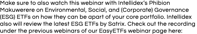 Make sure to also watch this webinar with Intellidex s Phibion Makuwerere on Environmental, Social, and (Corporate) G   