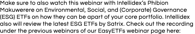 Make sure to also watch this webinar with Intellidex s Phibion Makuwerere on Environmental, Social, and (Corporate) G   
